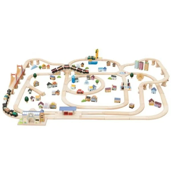 Royal Express Train Set TV700 - 180 pieces with 2 connectable trains, 2 bridges, a car, a truck, a train station, a crane, boats ...