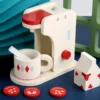 Wooden toy coffee machine with accessories