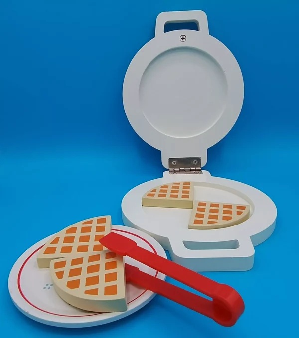 Waffle iron with wooden accessories, children's kitchen accessories