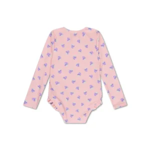 Blackberry | UV beige/purple swimsuit with long sleeves for girls