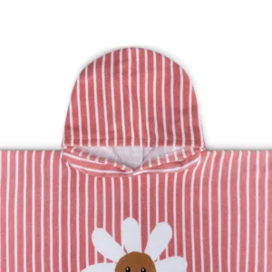 Daisy Flower | Red/White Cotton Beach Poncho 65 x 65 cm