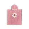 Daisy Flower | Red/White Cotton Beach Poncho 65 x 65 cm