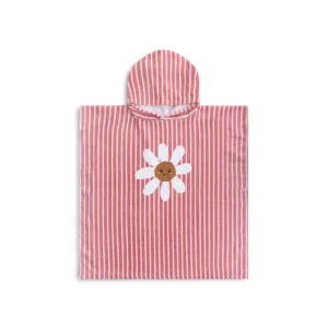 Daisy Flower | Red/White Cotton Beach Poncho 65 x 65 cm