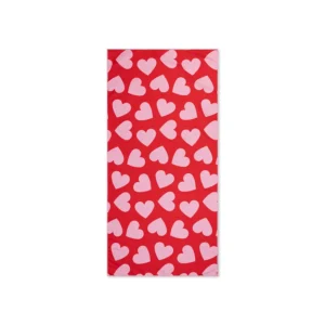 Hearts | Red Microfiber Beach Towel 135 x 65 cm