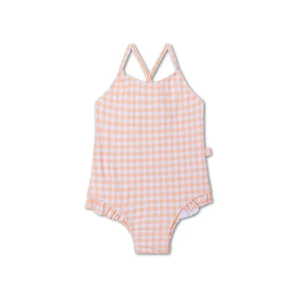 Sunset Grid | Orange/White Girls Swimsuit