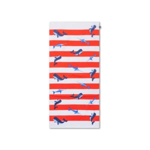 Ocean Stripes | Red/White Cotton Beach Towel 135 x 65 cm