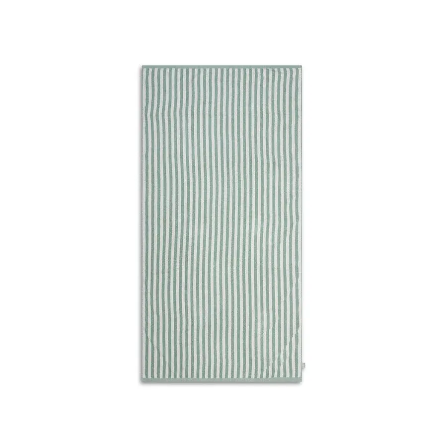 Resort Stripe | Green/White Cotton Beach Towel 135 x 65 cm