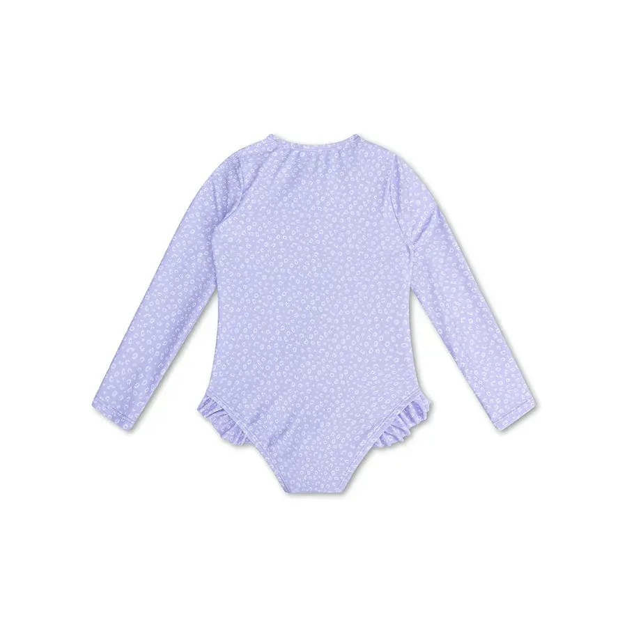 Leopard | UV Purple swimsuit with long sleeves for girls