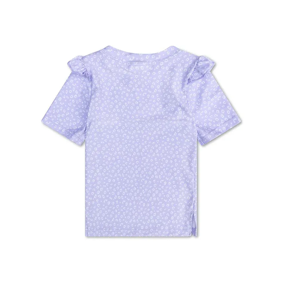 Leopard | Lila UV Swim Shirt with Short Sleeves