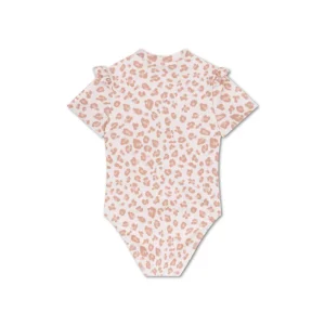 Leopard | UV beige swimsuit with short sleeves for girls