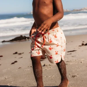 Crabby | Beige/Red UV Swim Shorts Boys