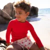 Crabby | Beige/Red UV Swim Shirt with Long Sleeves
