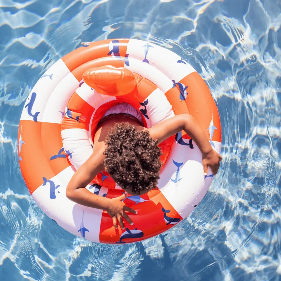 Ocean Stripes | White/Red Baby Float 0-1 year