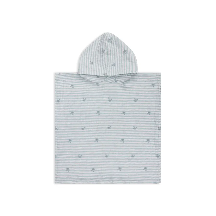 Crabby | White/Green Beach poncho 52 x 52 cm