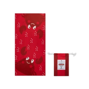 Crabby | Red Microfiber Beach Towel 135 x 65 cm