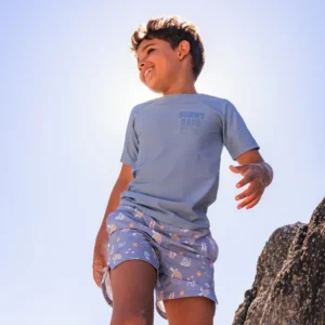 Pure Tones | Blue UV Swim Shirt with Short Sleeves