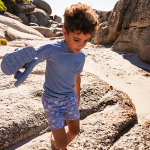 Pure Tones | Blue UV Swim Shirt with Short Sleeves