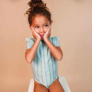 Resort Stripe | UV swimsuit with short sleeves for girls