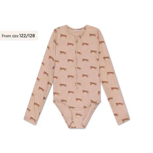 Roamer | UV beige swimsuit with long sleeves for girls
