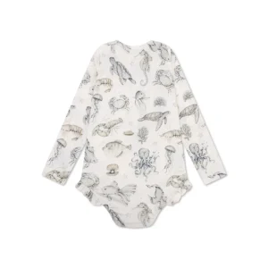 Sea Life | Girls' White UV Swimsuit with Long Sleeves