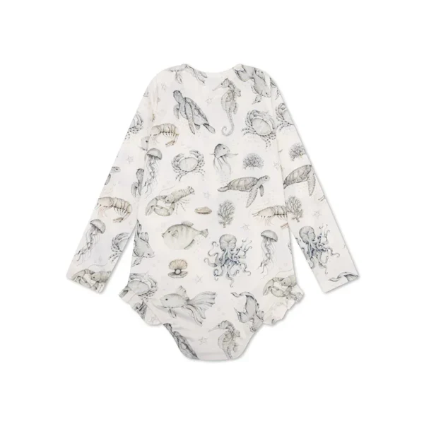 Sea Life | Girls' White UV Swimsuit with Long Sleeves