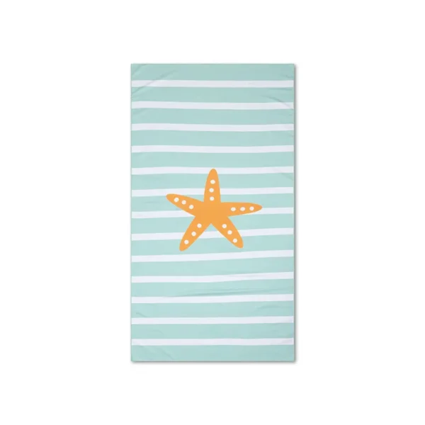 Stars | Green White Microfiber Beach Towel 170 x 90 cm