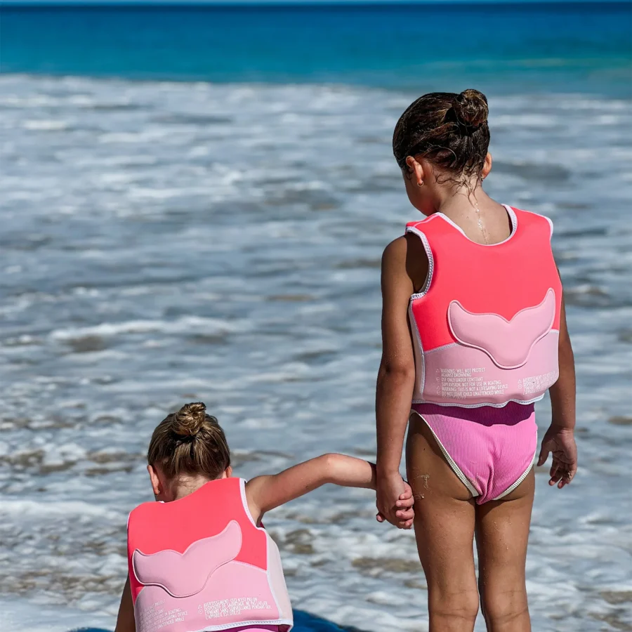 Melody the Mermaid Swim Vest 3-6 Neon Strawberry
