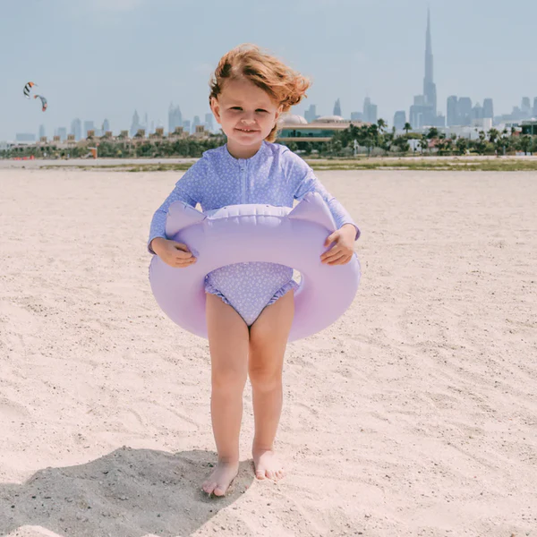 Leopard | UV Purple swimsuit with long sleeves for girls