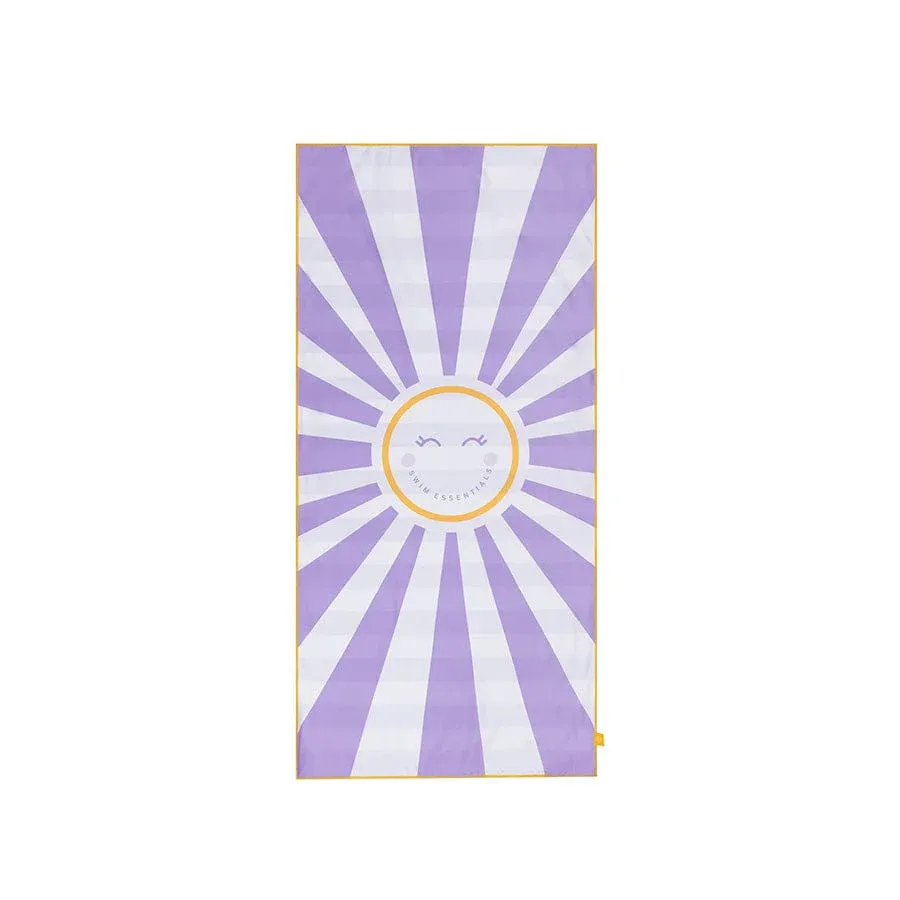 Happy Sunshine | Purple/White Microfiber Towel 135 x 65 cm