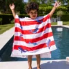 Ocean Stripes | Red/White Beach Poncho 65 x 65 cm
