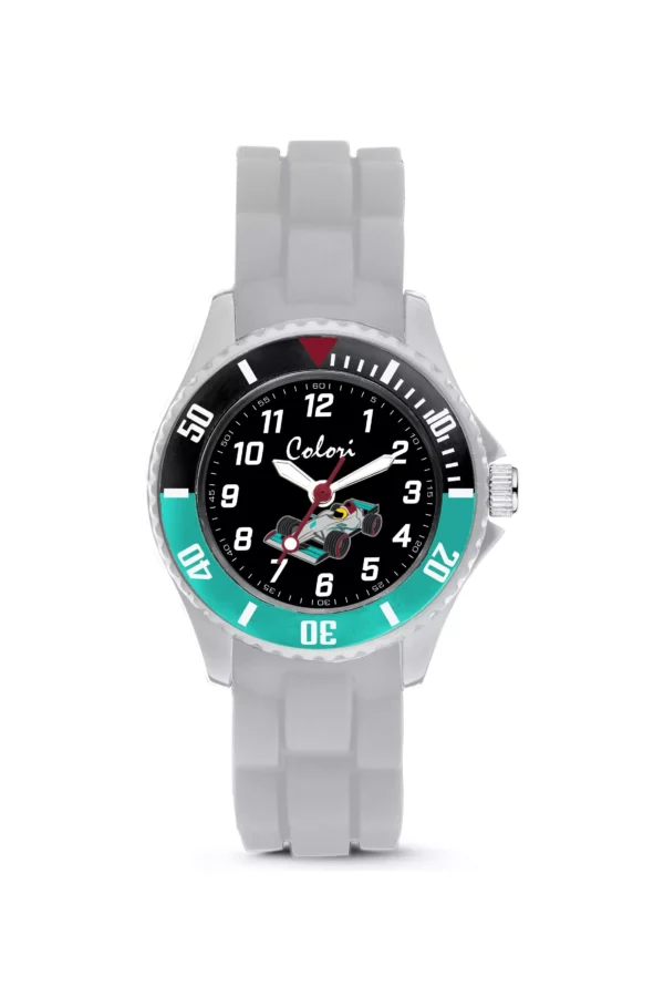 Colori children's watch 30MM racing car grey/blue 3ATM