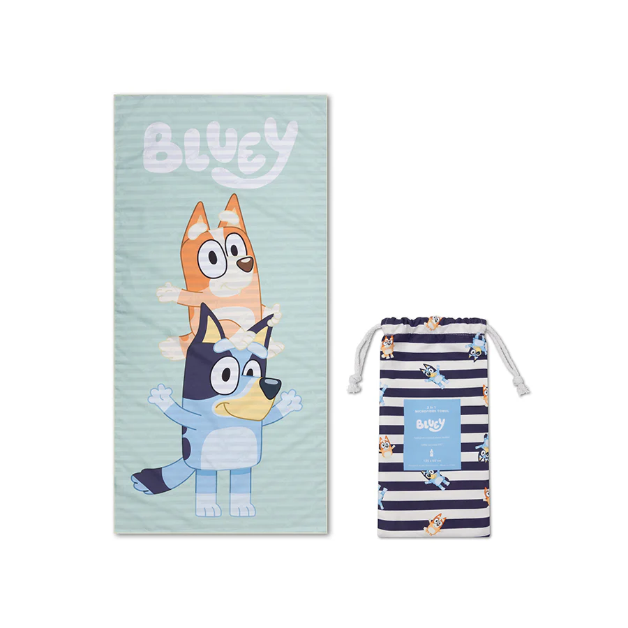Bluey Beach Towel | Blue/White Cotton 135 x 65 cm
