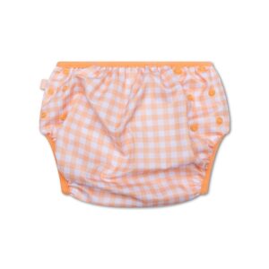 Sunset Grid | Orange/White Washable Swim Diaper