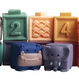 Magni | Soft Stacking Blocks w. numbers and animals 12 pcs