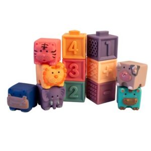 Magni | Soft Stacking Blocks w. numbers and animals 12 pcs