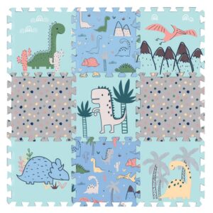 Magni | Floor puzzle with dino, 9 foam tiles