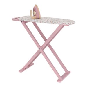 Wooden ironing board with iron