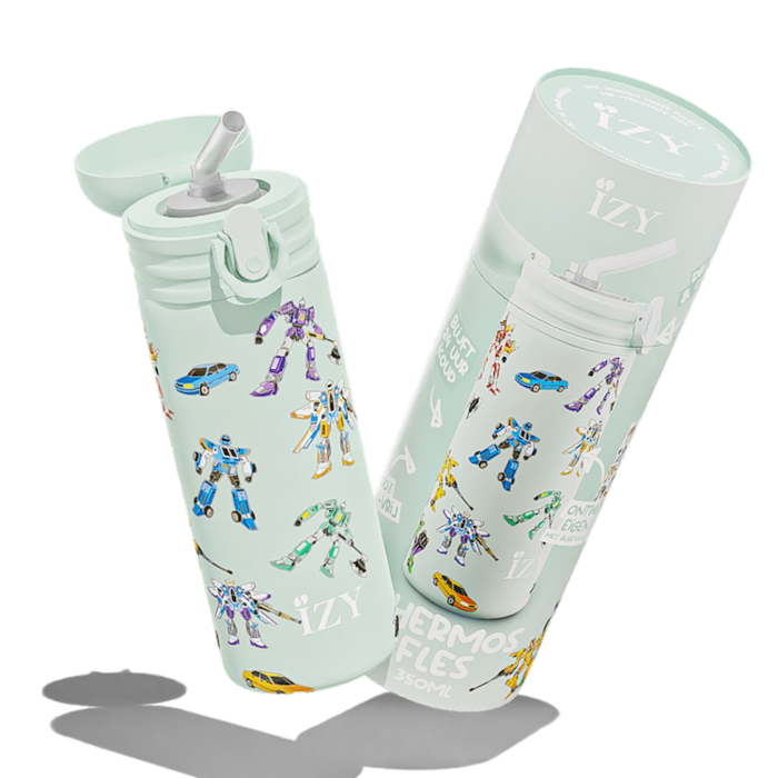 IZY Kids Thermos Bottle - Green Transformers - 350ML To-Go Insulated Water Bottles