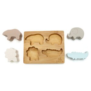 Soft & Hard | Animal PUZZLE Bamboo & Silicone | Pastel