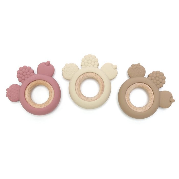 Soft & Hard | FRUIT Wood & Silicone Teether | ROSE