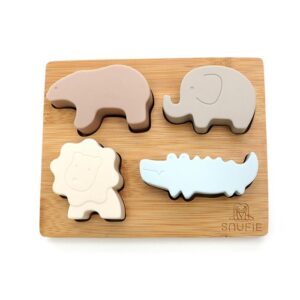 Soft & Hard | Animal PUZZLE Bamboo & Silicone | Pastel