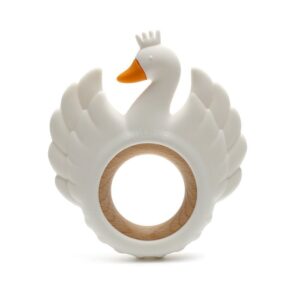Soft & Hard | SWAN Wood & Silicone Teether | WHITE