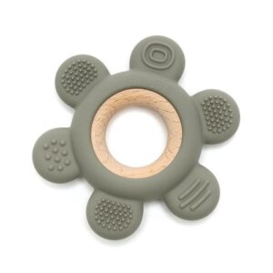 Soft & Hard Flower Wood & Silicone Teether | SAGE