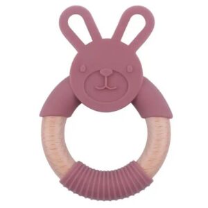 Baby Wood & Silicone Teether | Bunny | PLUM