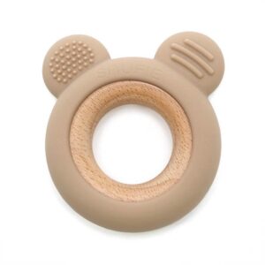 BEAR | Soft Wood & Silicone Teether | KHAKI