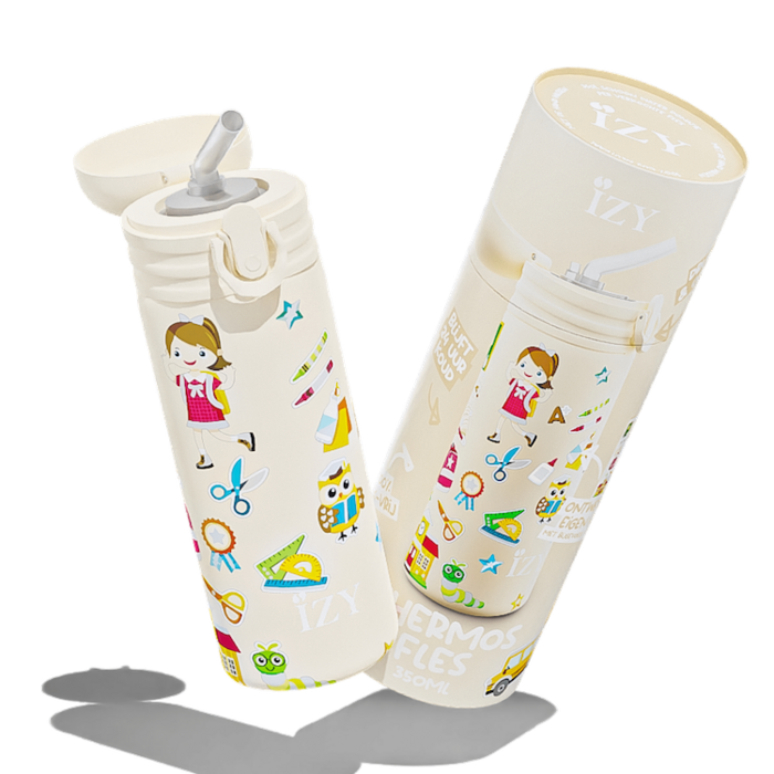 IZY Kids Thermos Bottle - Yellow School - 350ML To-Go Insulated Water Bottles