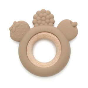 Soft & Hard | FRUIT Wood & Silicone Teether | KHAKI