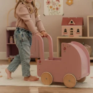 Wooden doll stroller - Pink