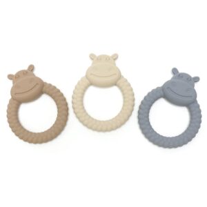 HIPPO | Soft Silicone Teething Toy | Khaki
