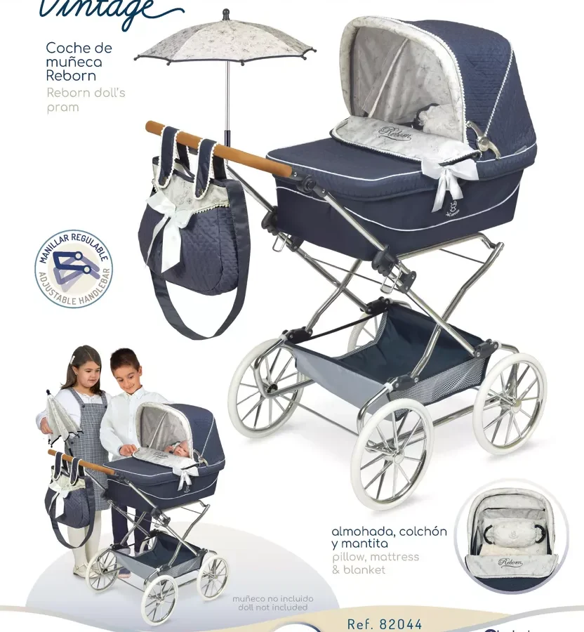 Foldable Reborn Doll Stroller With Umbrella - Vintage
